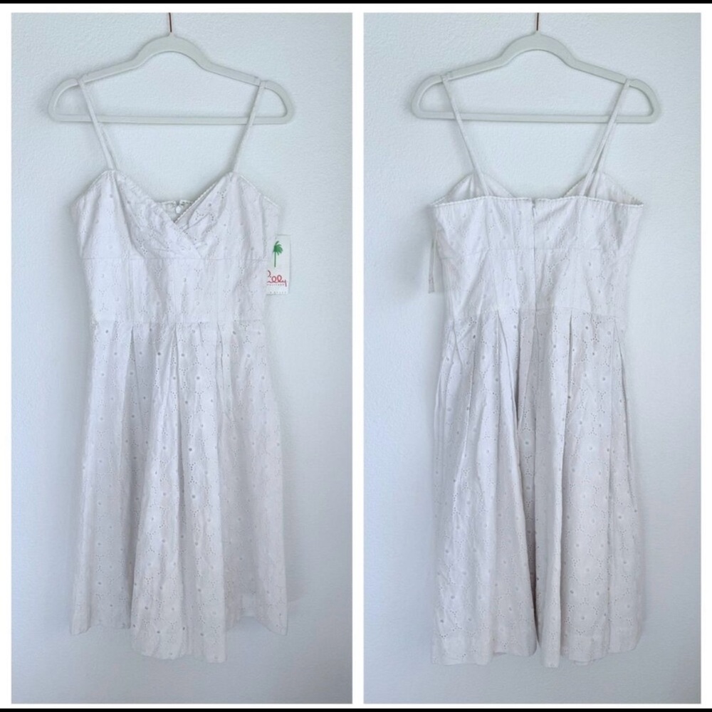 NWT Lilly Pulitzer Billie Lace Eyelet Strappy Fit & Flare Midi Dress in White 8